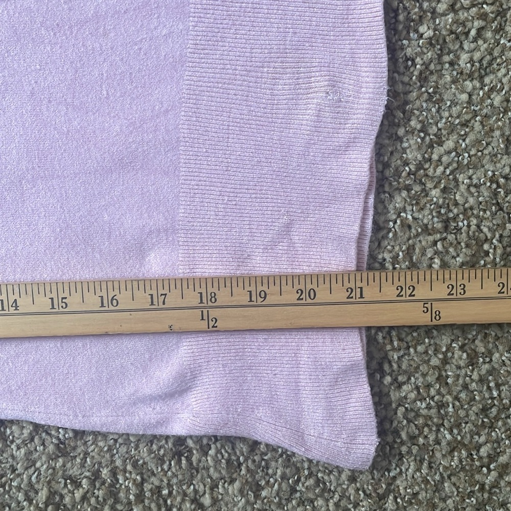 Pink sweater with black tie along neckline - Picture 9 of 11